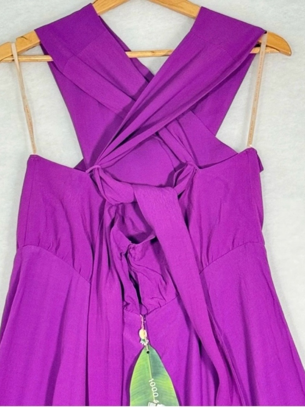 Farm Rio Purple Halter Wide Leg Jumpsuit L NWT Boho Resort Vacation Palazzo - Picture 10 of 11